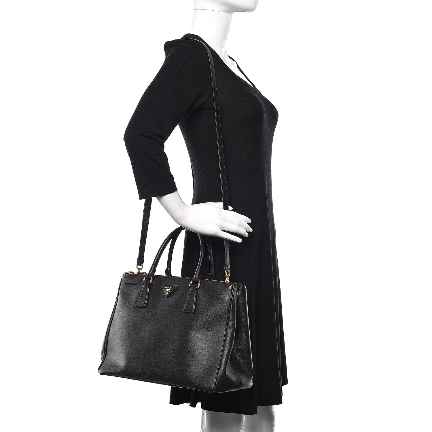 Prada Saffiano Medium Galleria Double Zip Tote Black 2 of 18