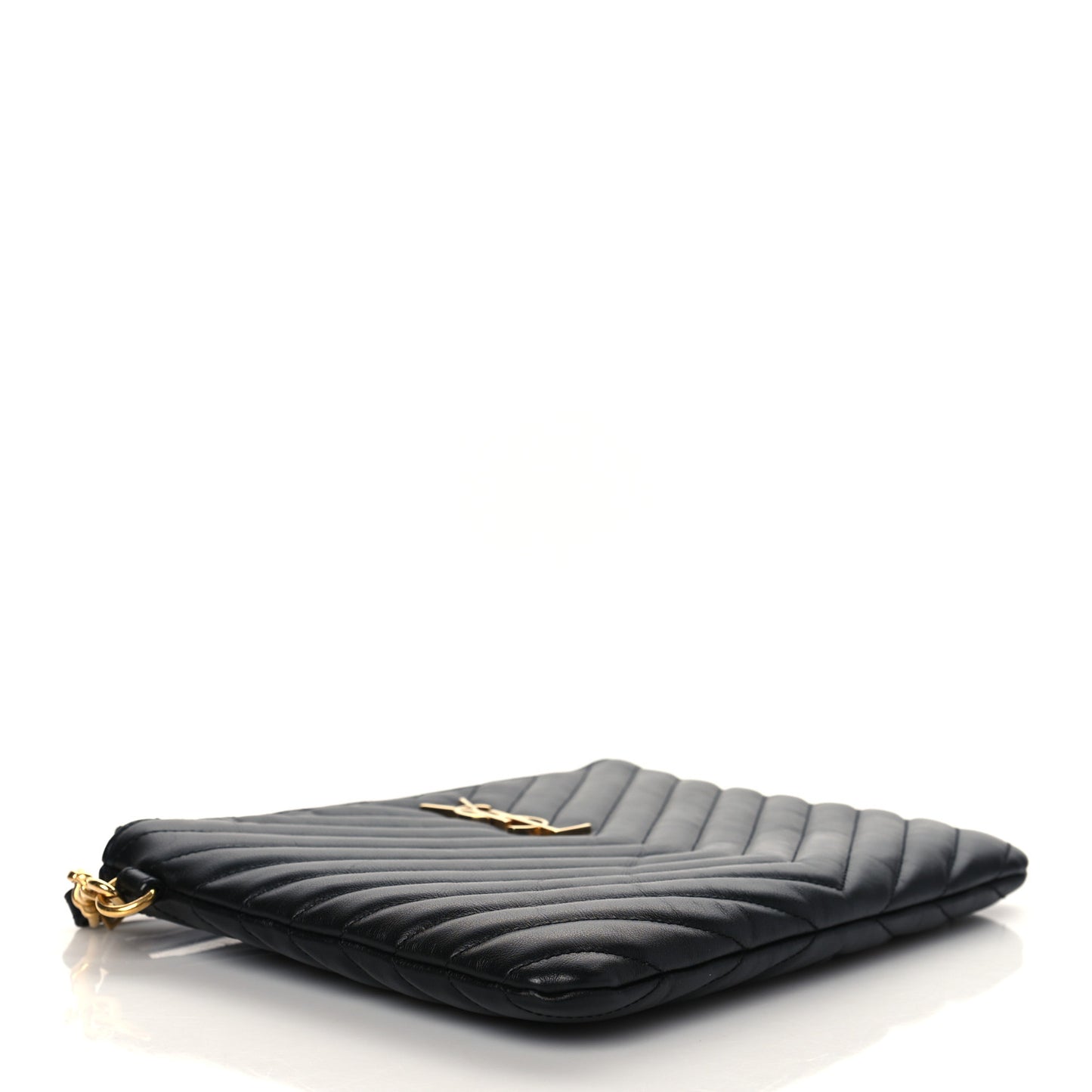 Calfskin Matelasse Chevron Monogram A5 Wristlet Black