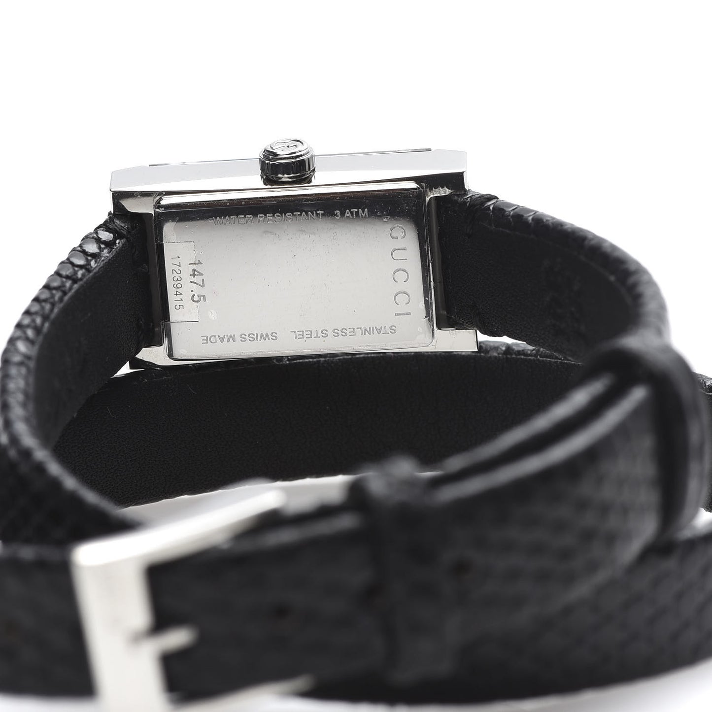 Stainless Steel Lizard 14mm G-Frame Double Wrap Quartz Watch Black