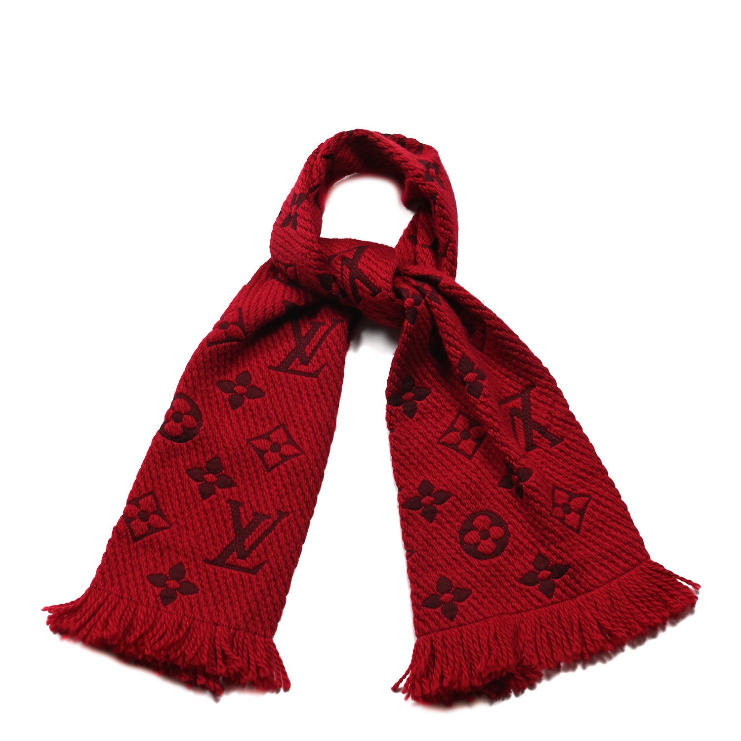 Louis Vuitton Wool Silk Logomania Scarf Rubis 1 of 6