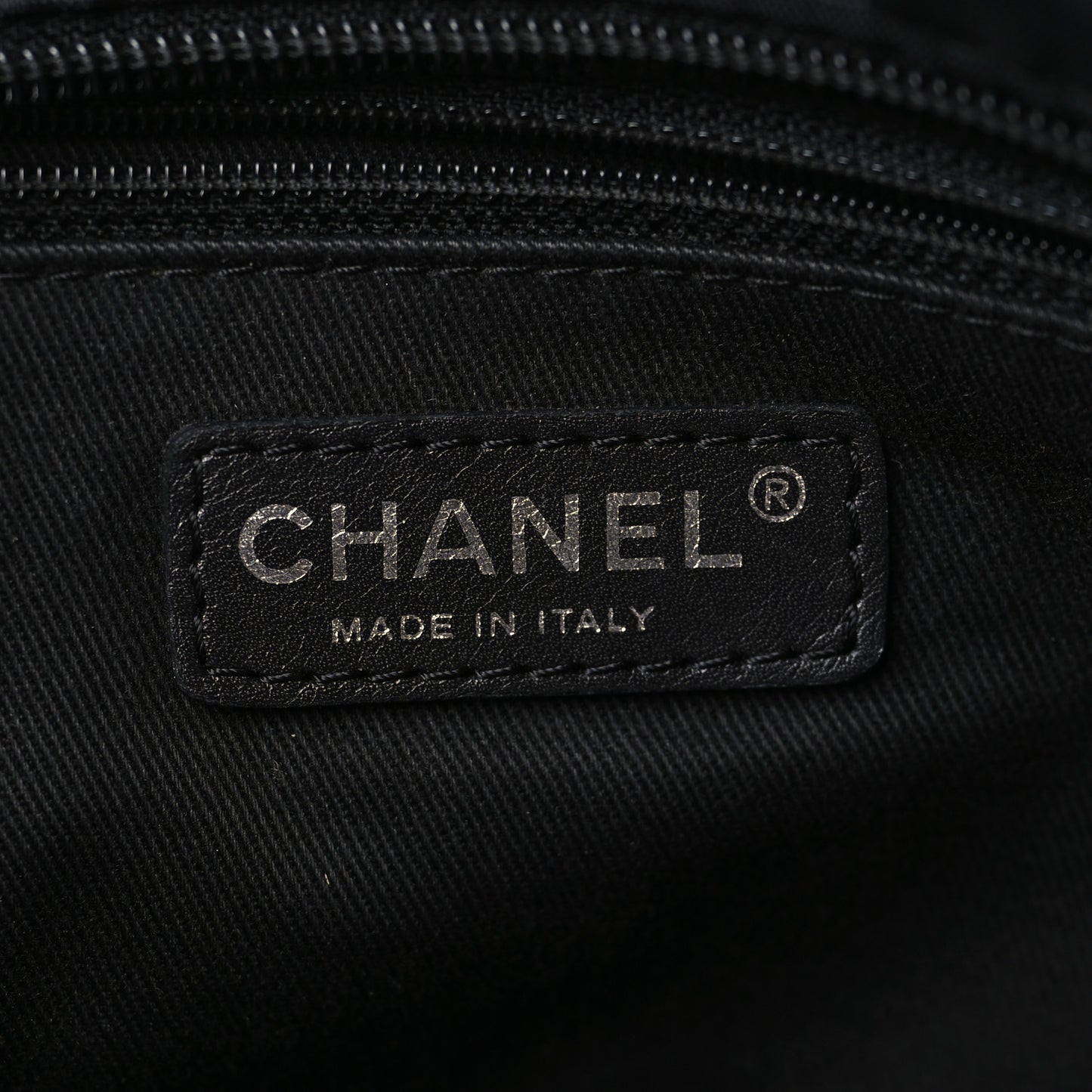 Nylon Calfskin Paris New York Tote Bag Black