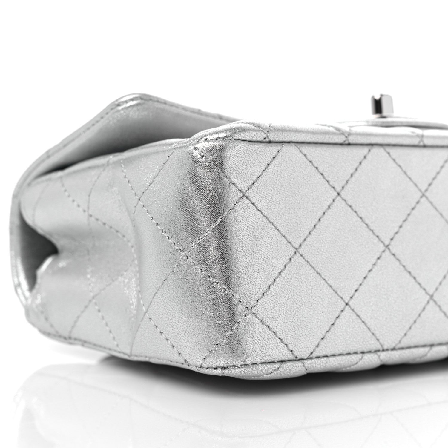 Chanel Metallic Lambskin Quilted Mini Rectangular Flap Silver 8 of 9