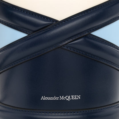 Alexander McQueen Calfskin The Curve Colorblock Micro Shoulder Bag Navy Ivory Blue 7 of 9