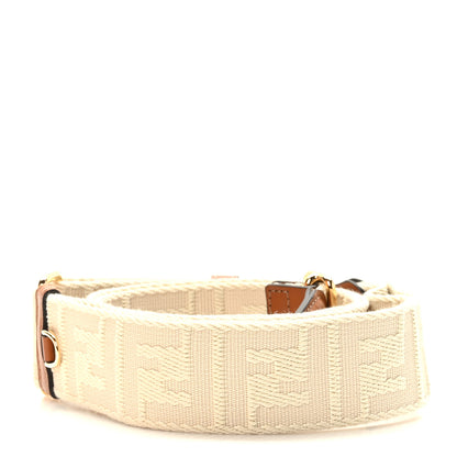 Fendi Jacquard Ribbon Vitello King FF Bi-Color Intreccio Adjustable Strap You Beige Tan 2 of 6