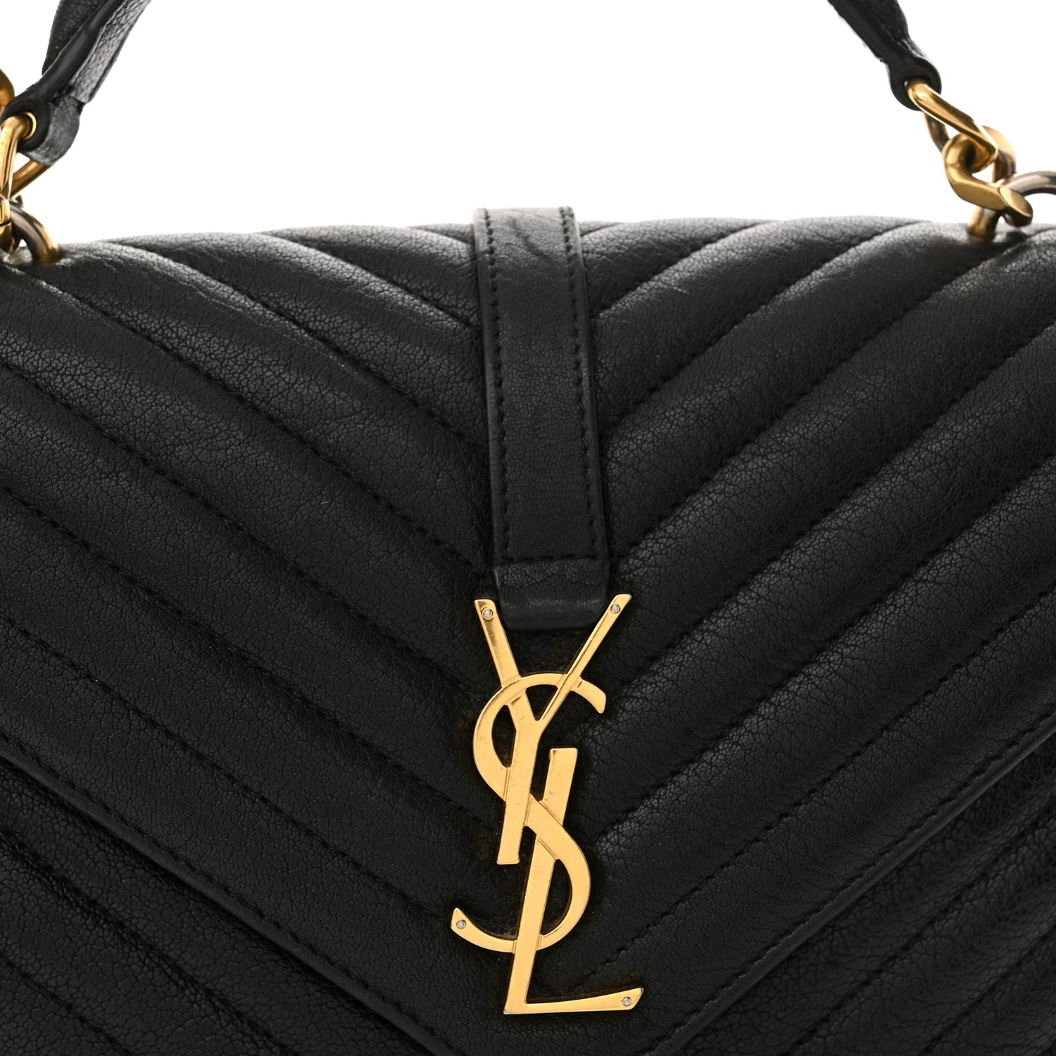 Saint Laurent Sheepskin Matelasse Chevron Monogram Medium College Bag Black 8 of 19