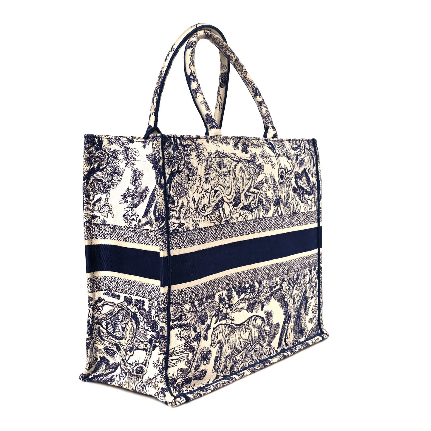 Canvas Embroidered Large Dioriviera Toile De Jouy Book Tote Blue