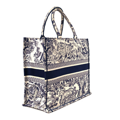Christian Dior Canvas Embroidered Large Dioriviera Toile De Jouy Book Tote Blue 3 of 10