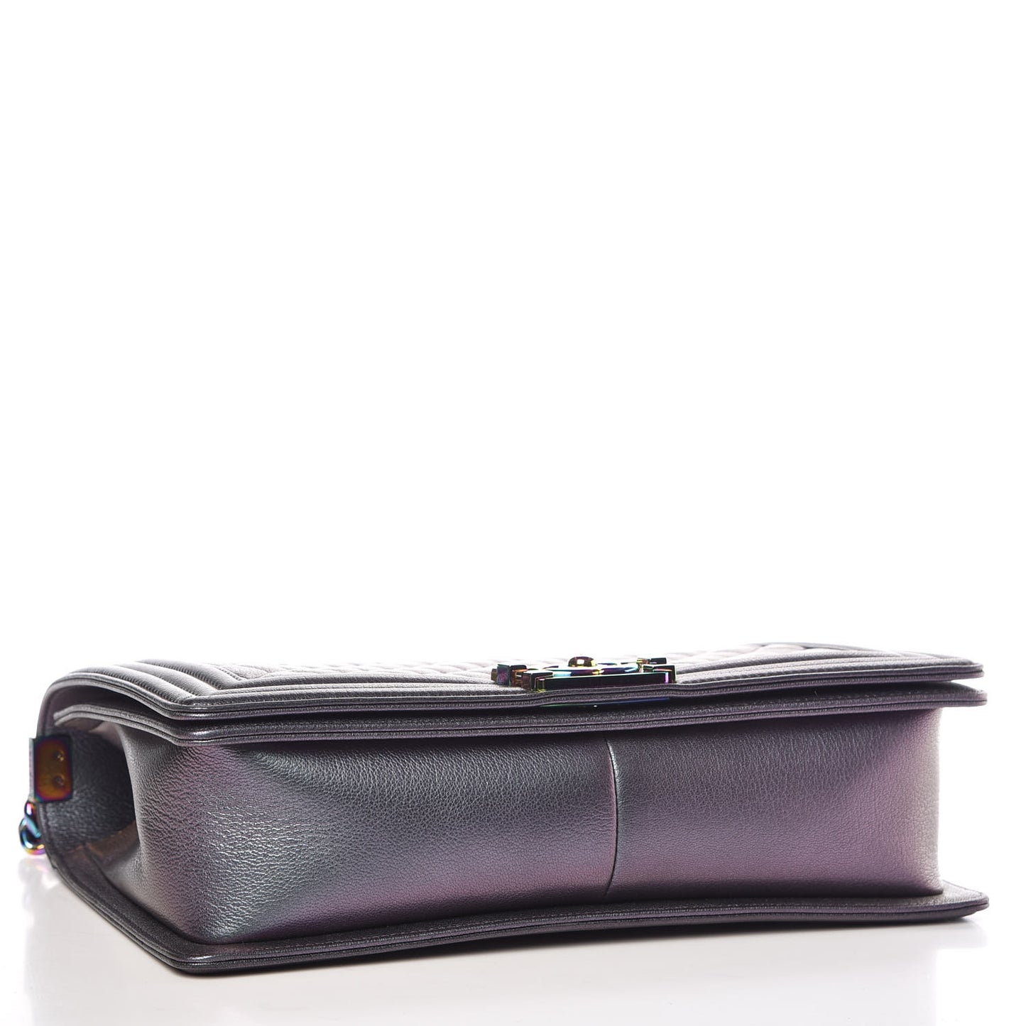 Iridescent Goatskin Quilted New Medium Boy Flap Purple