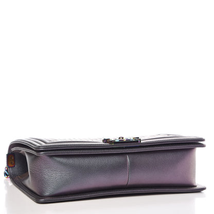 Chanel Iridescent Goatskin Quilted New Medium Boy Flap Purple 4 of 10