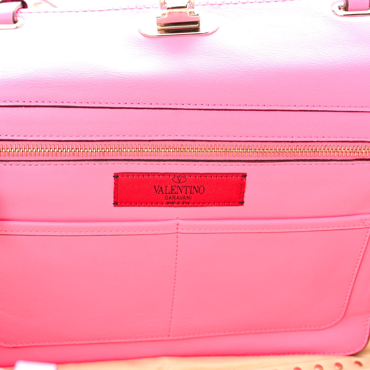 Valentino Garavani Vitello Medium Rockstud Tote Fuxia Fluo 6 of 9