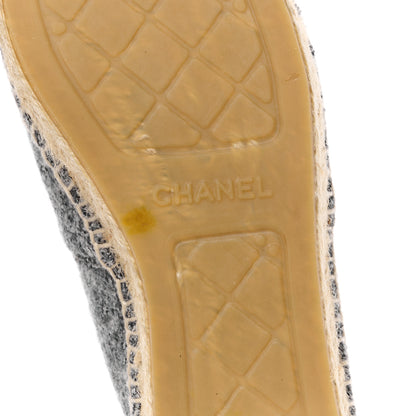 Chanel Tweed Velvet CC Espadrilles 39 Grey Black 6 of 11