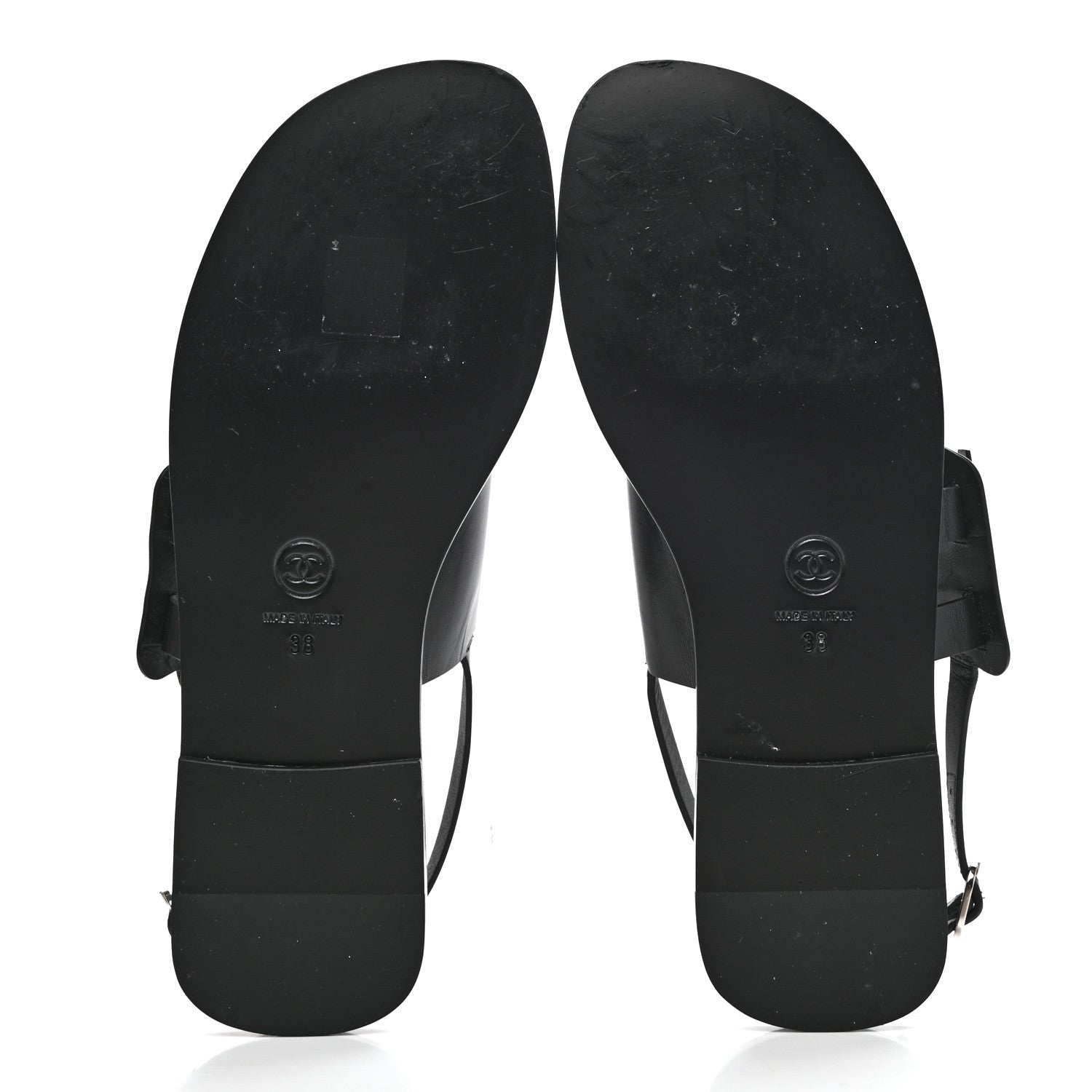 Chanel Goatskin CC Sandals 38 Black 5 of 9