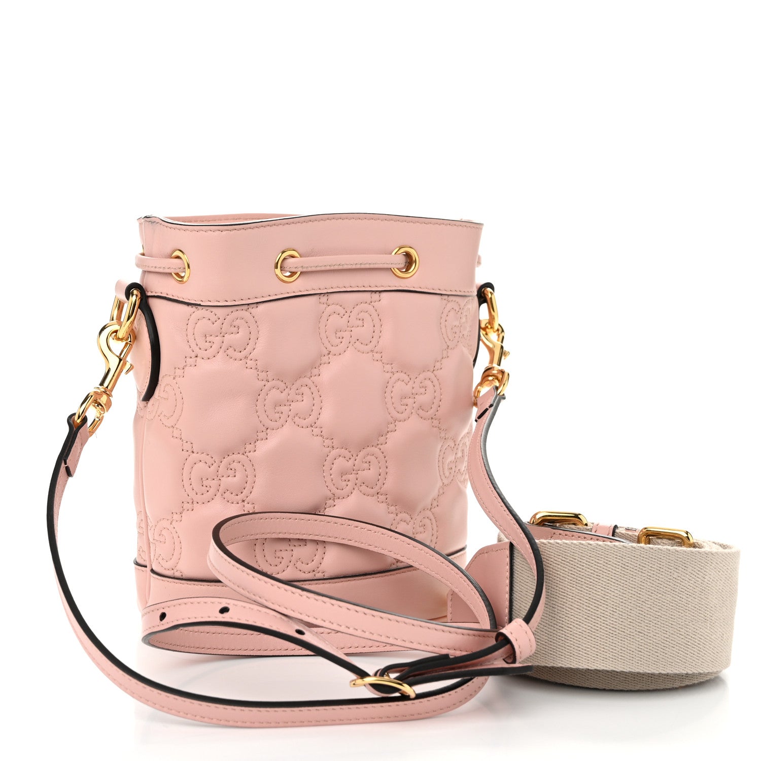 Gucci Calfskin GG Matelasse Bucket Bag Perfect Pink Natural 3 of 12
