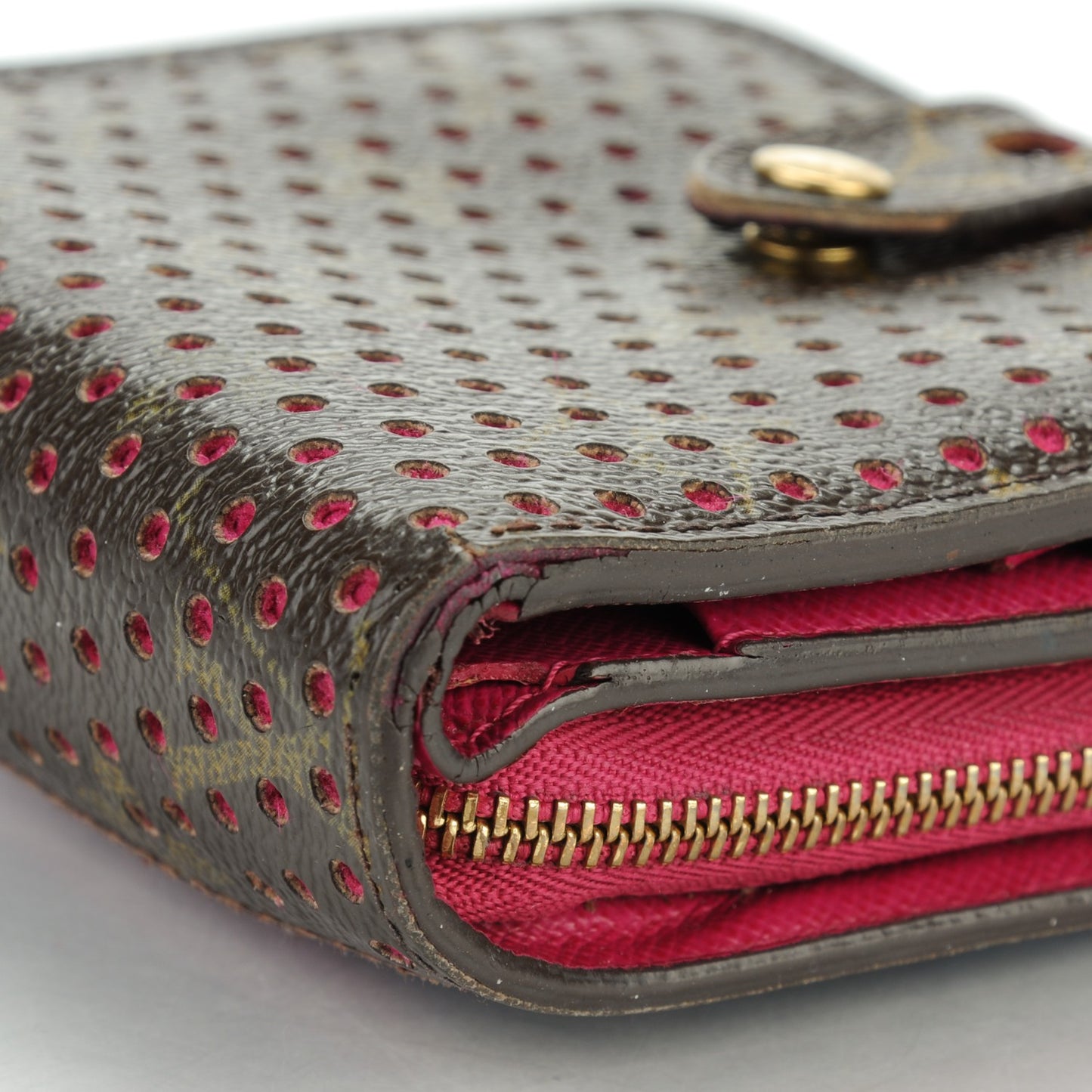 Monogram Perforated Compact Zipped Wallet Fuchsia