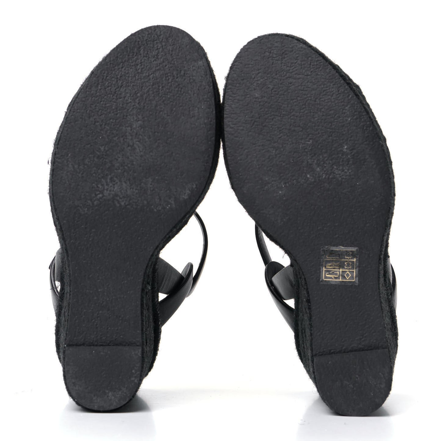 Calfskin Tribute 95 Platform Espadrille Wedge Sandals 37.5 Black