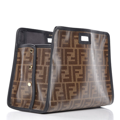 Fendi Glazed Fabric Vitello Century FF 1974 Stamp Patch Mini Peekaboo Defender Cover Mogano Panna Black 3 of 8