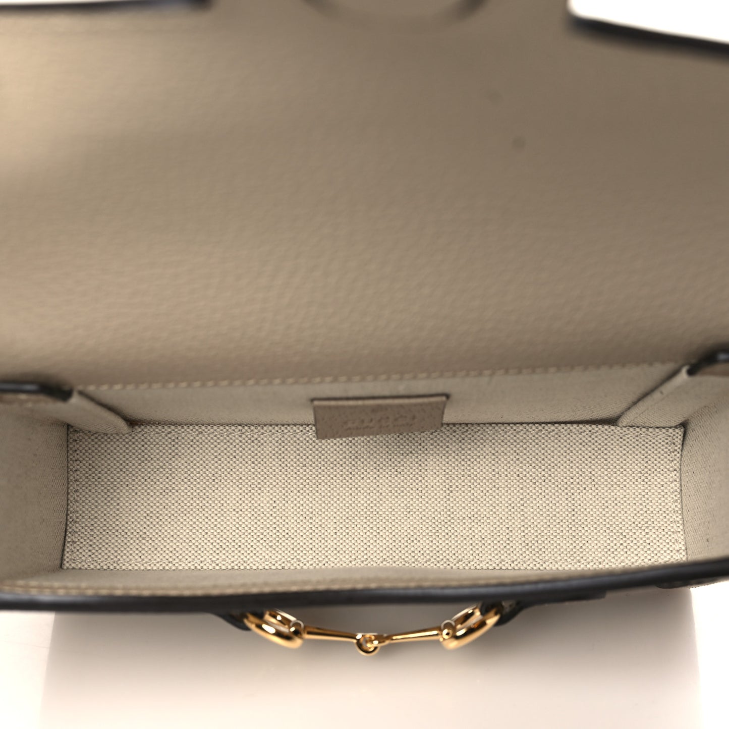 GG Supreme Monogram Textured Dollar Calfskin Mini Horsebit 1955 Shoulder Bag Beige Mystic White Oatmeal