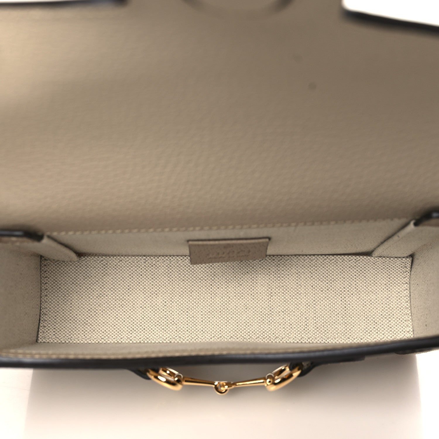 Gucci GG Supreme Monogram Textured Dollar Calfskin Mini Horsebit 1955 Shoulder Bag Beige Mystic White Oatmeal 5 of 9