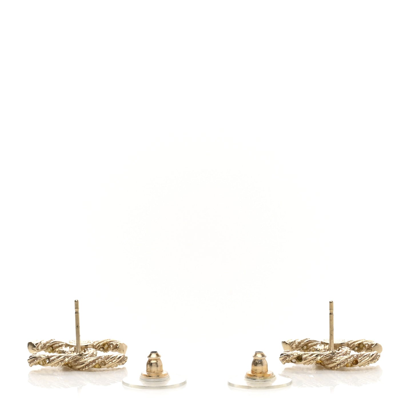 Crystal Twisted CC Earrings Gold