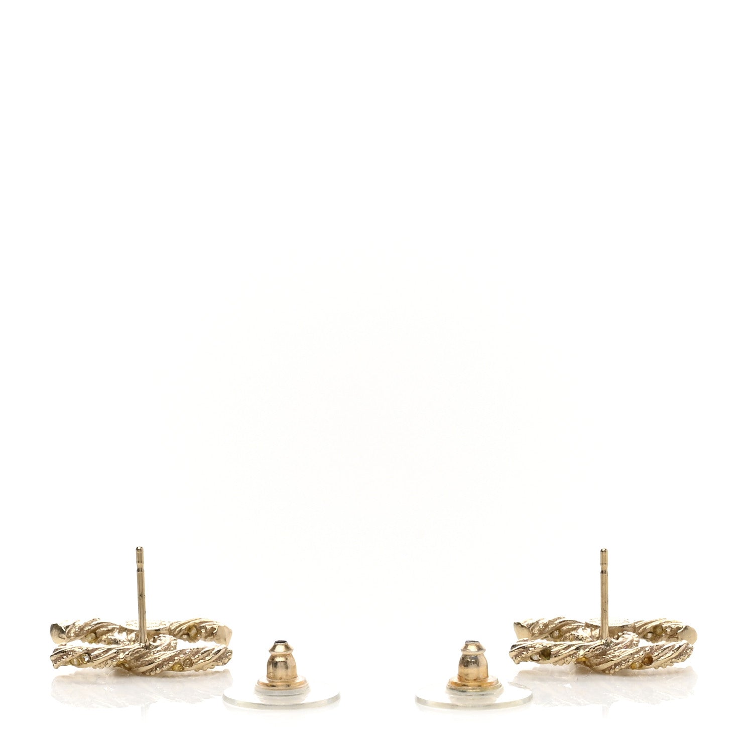 Chanel Crystal Twisted CC Earrings Gold 3 of 4
