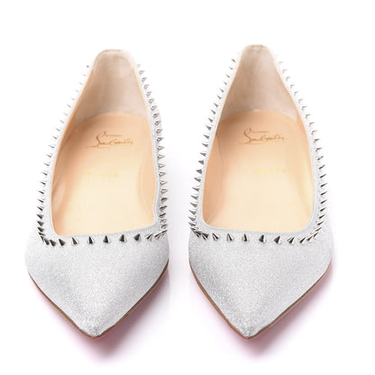 Christian Louboutin Mini Glitter Anjalina Flats 39.5 Silver 3 of 8