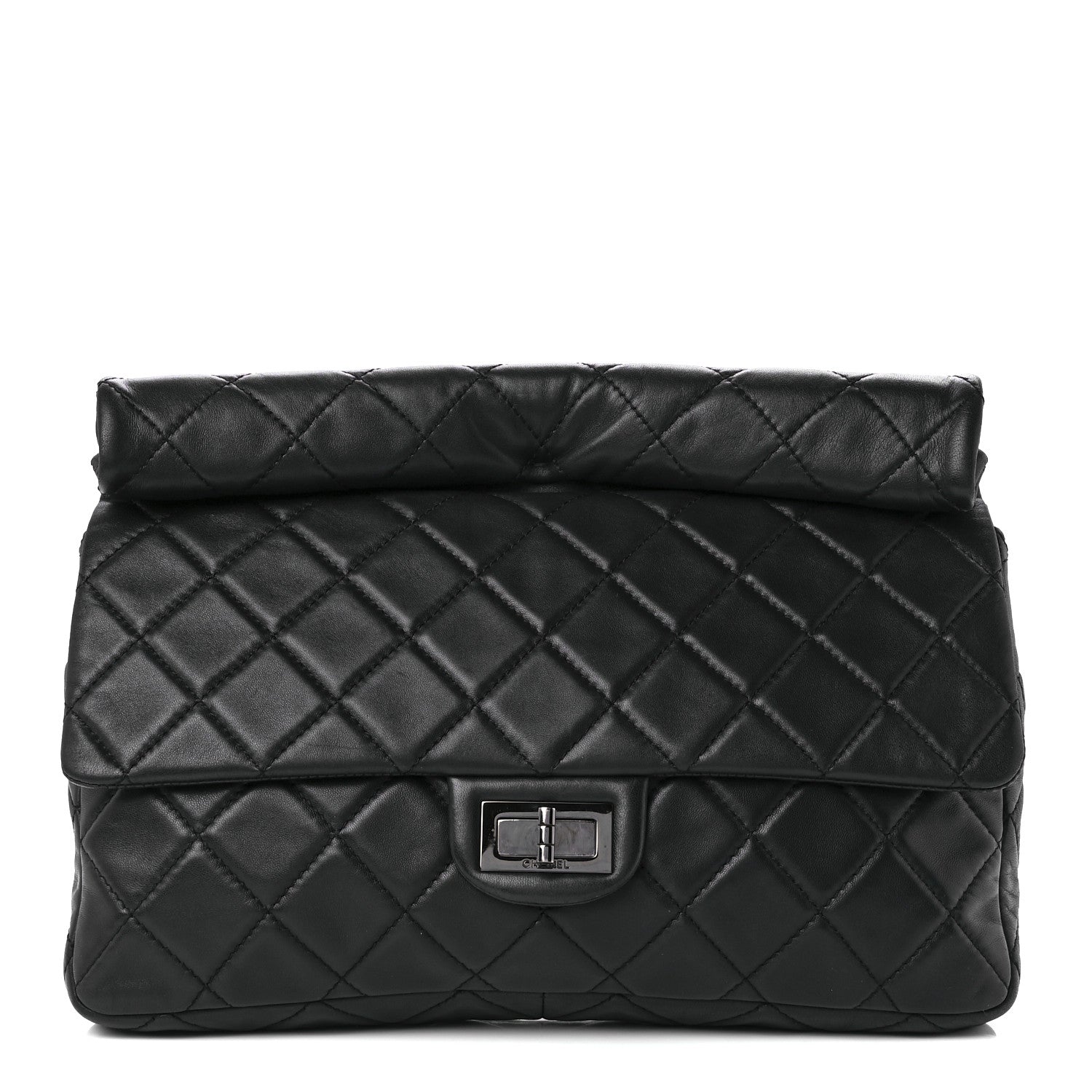 Chanel Lambskin Quilted Jumbo Roll 2.55 Reissue Clutch Black 1 of 10