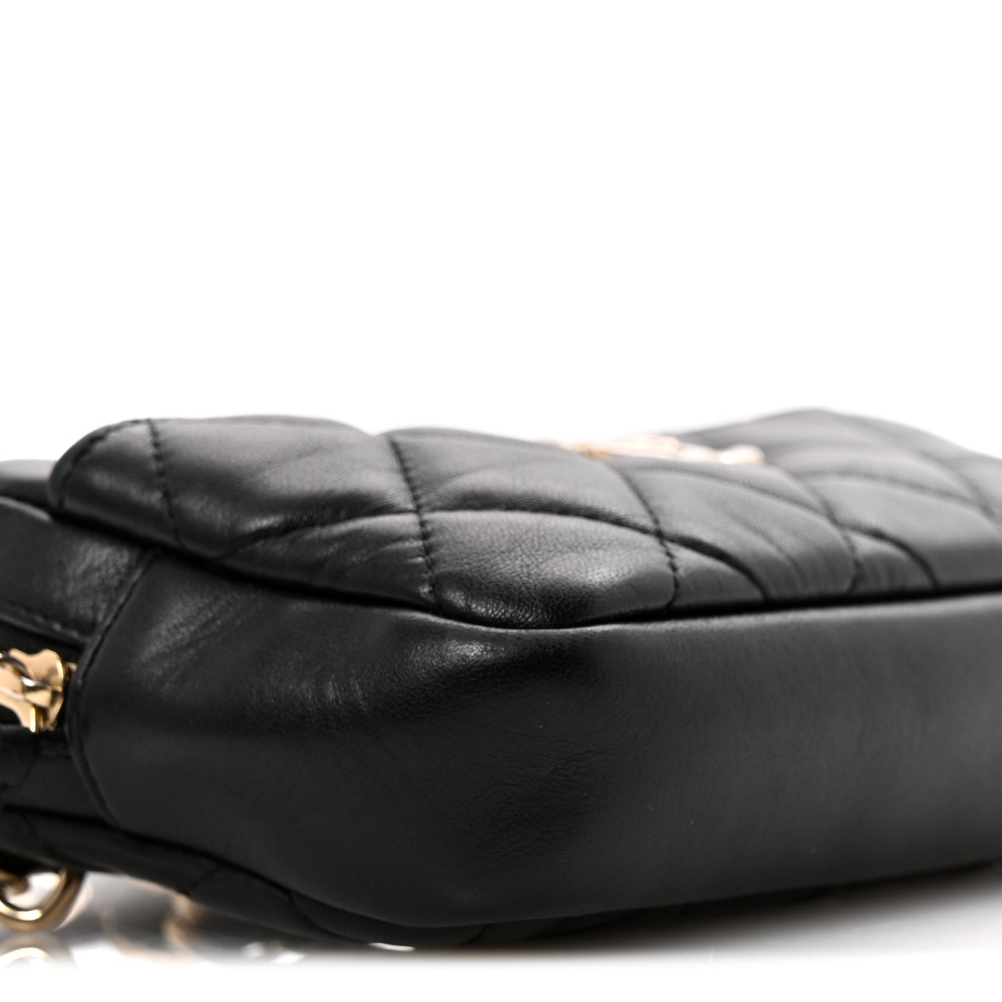 Lambskin Quilted Waist Bag With Pouch Black
