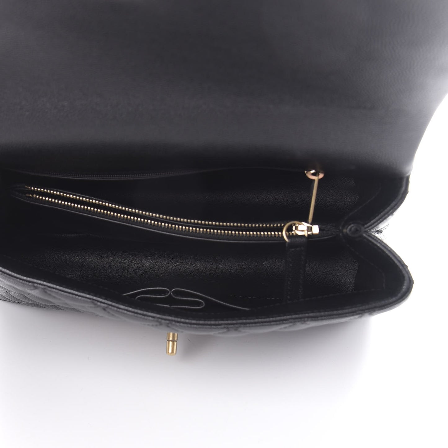 Caviar Lizard Embossed Quilted Small Coco Handle Flap Black