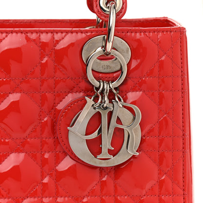 Christian Dior Patent Cannage Whipstitch Medium Lady Dior Red 8 of 12