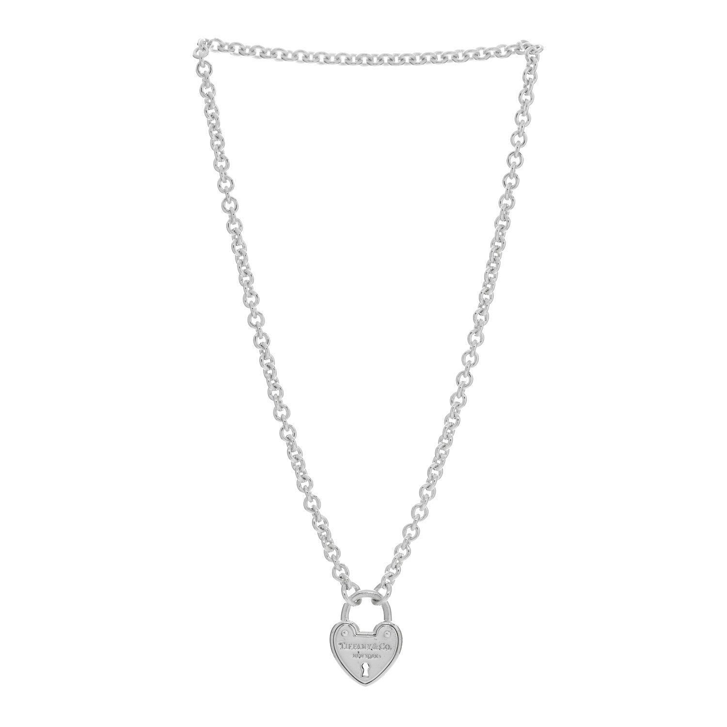 Tiffany Sterling Silver Return To Tiffany Love Heart Lock Pendant Necklace 2 of 4