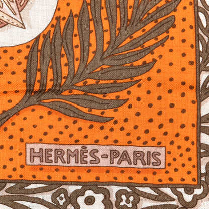 Hermes Cashmere Silk Zénobie Reine De Palmyre 140 Natural Terracotta Vert 2 of 4