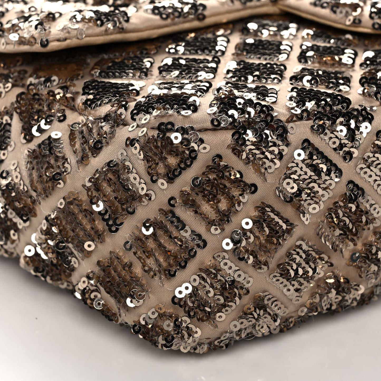 Sequin Quilted Medium Single Flap Gold