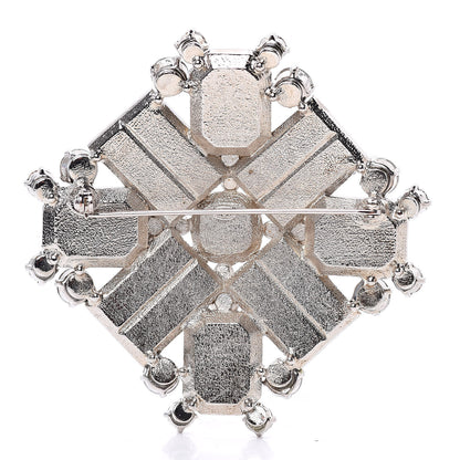 Chanel Swarovski Crystal Baguette Large CC Brooch Silver Gold 3 of 5