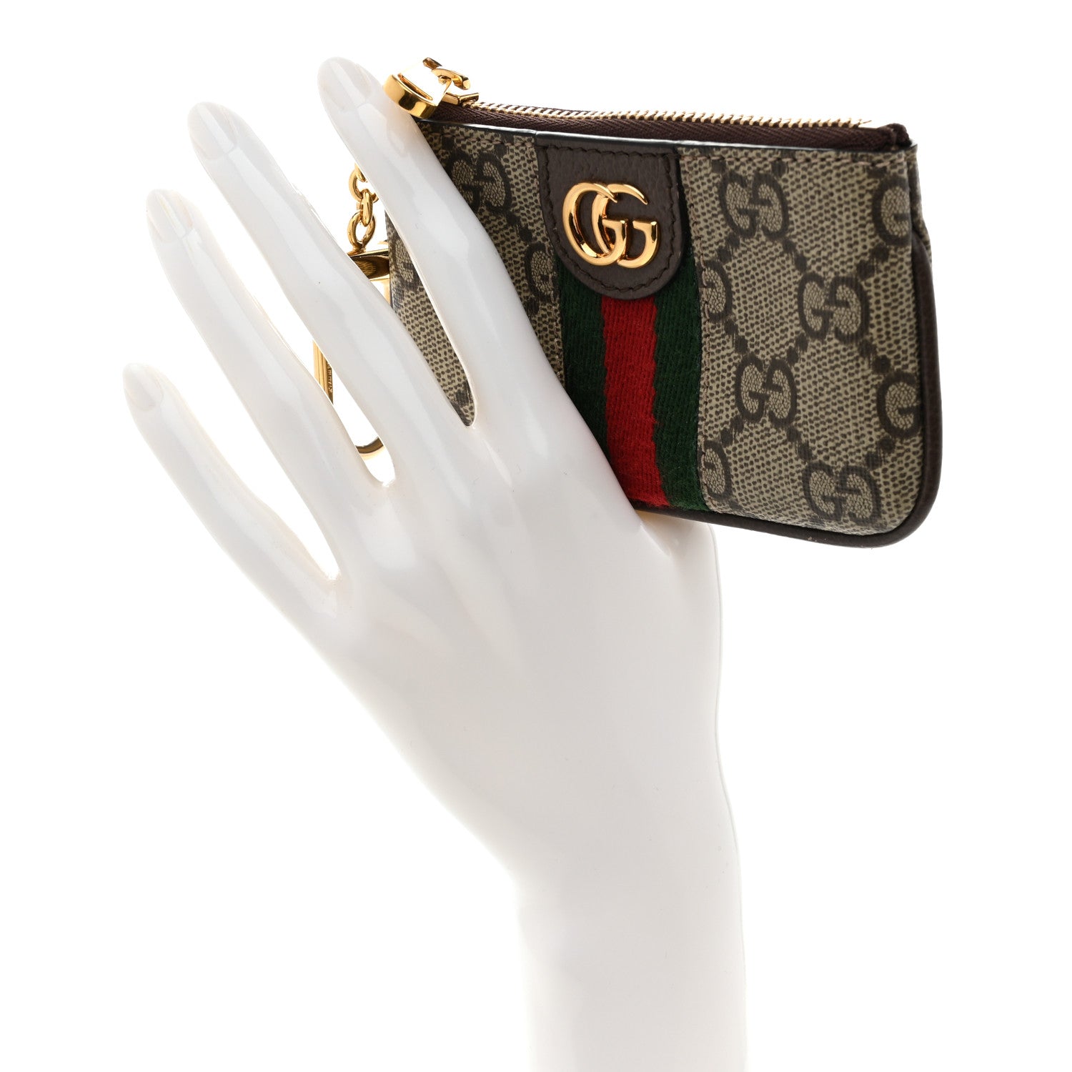 Gucci GG Supreme Monogram Web Ophidia Key Case Beige New Acero 2 of 8