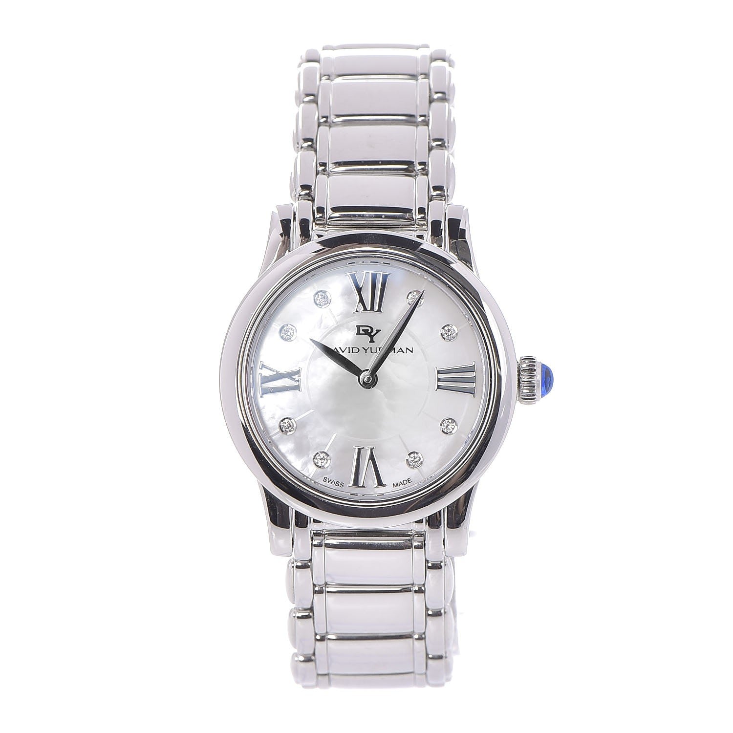 David Yurman Stainless Steel Diamond Mother of Pearl 30mm Classic Quartz Watch 1 of 7