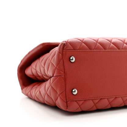 Chanel Caviar Quilted Medium Coco Handle Flap Dark Red 9 of 12