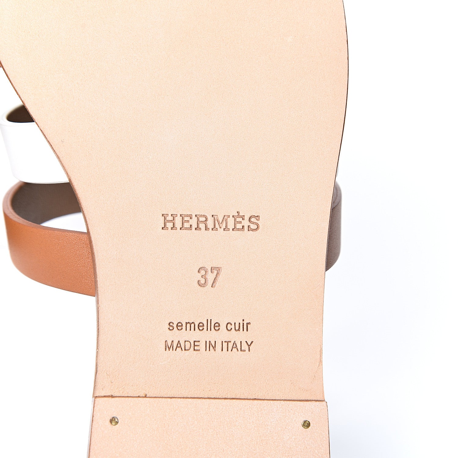 Hermes Calfskin Amore Sandals 37 White Naturel 8 of 11