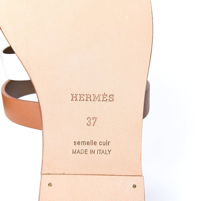 Hermes Calfskin Amore Sandals 37 White Naturel 8 of 11