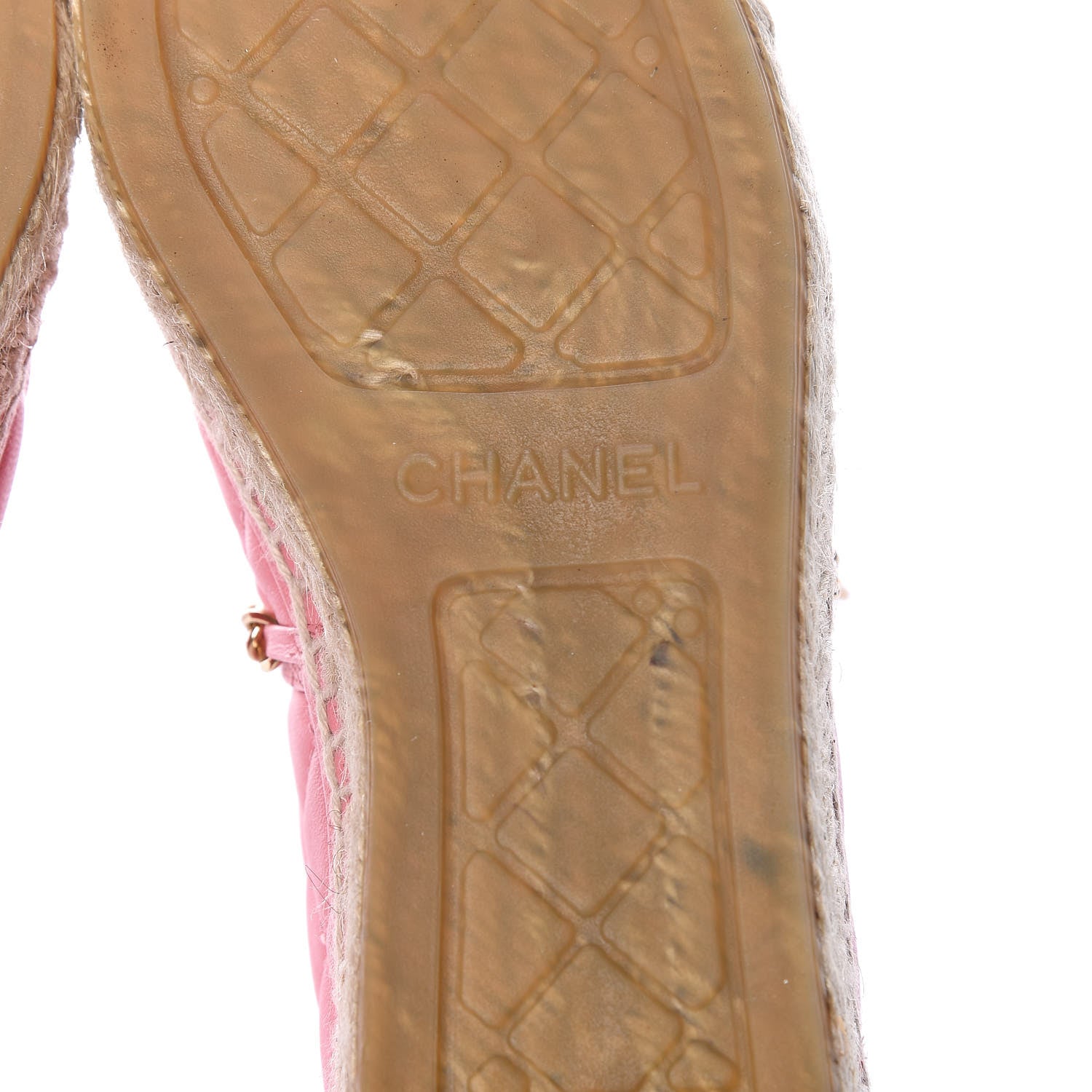 Chanel Lambskin Quilted CC Chain Espadrilles 36 Pink Red 6 of 12