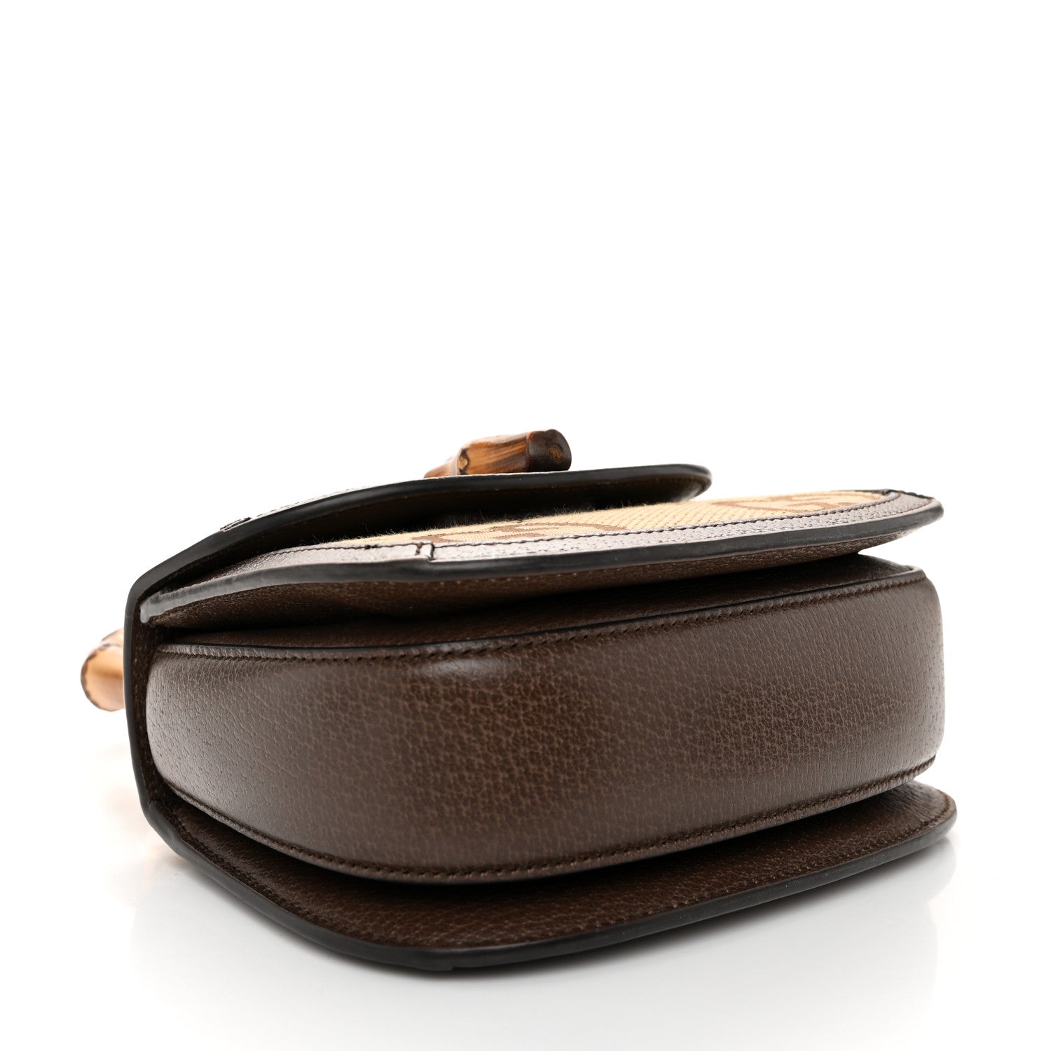 Gucci Monogram Jumbo GG Textured Dollar Calfskin Web Mini Bamboo 1947 Top Handle Bag Camel Ebony New Acero 4 of 11