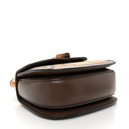 Gucci Monogram Jumbo GG Textured Dollar Calfskin Web Mini Bamboo 1947 Top Handle Bag Camel Ebony New Acero 4 of 11