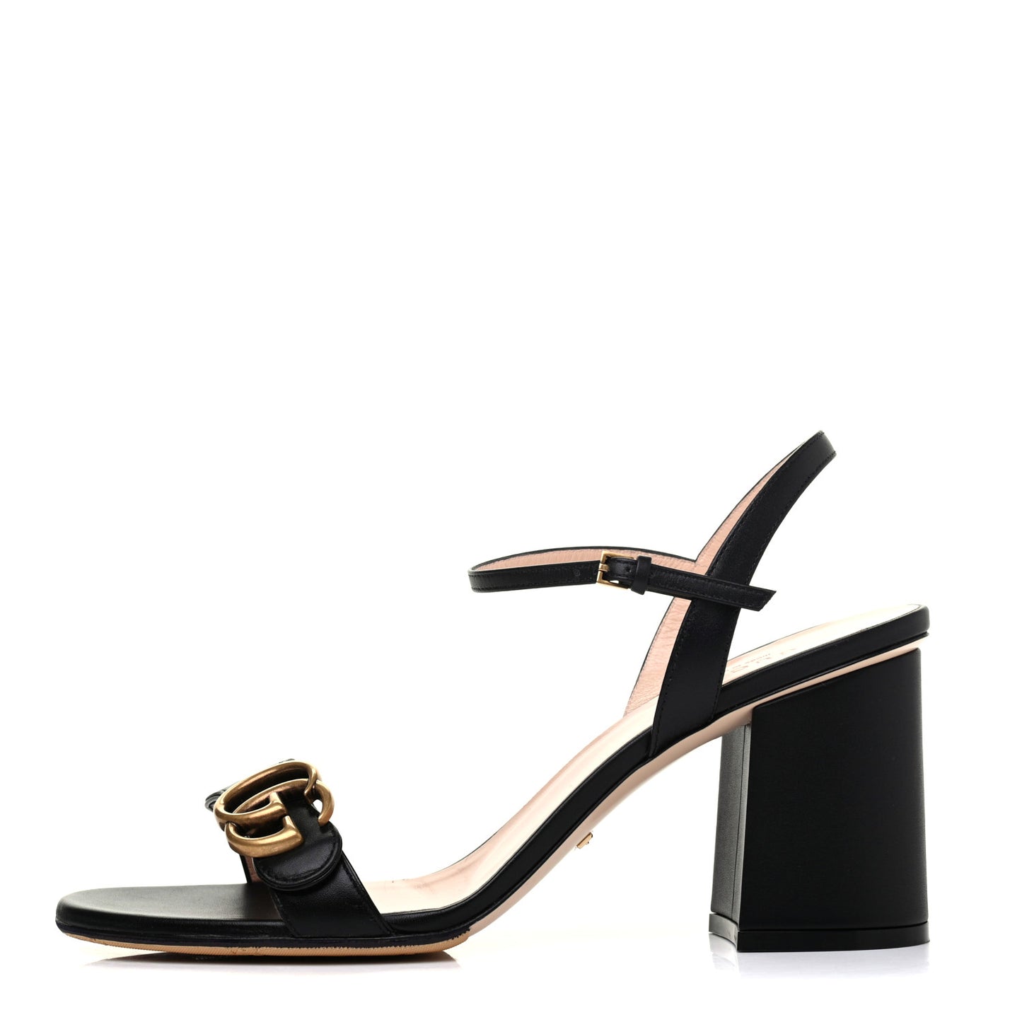 Lifford Calfskin GG Marmont Ankle Wrap 75mm Sandals 40 Black