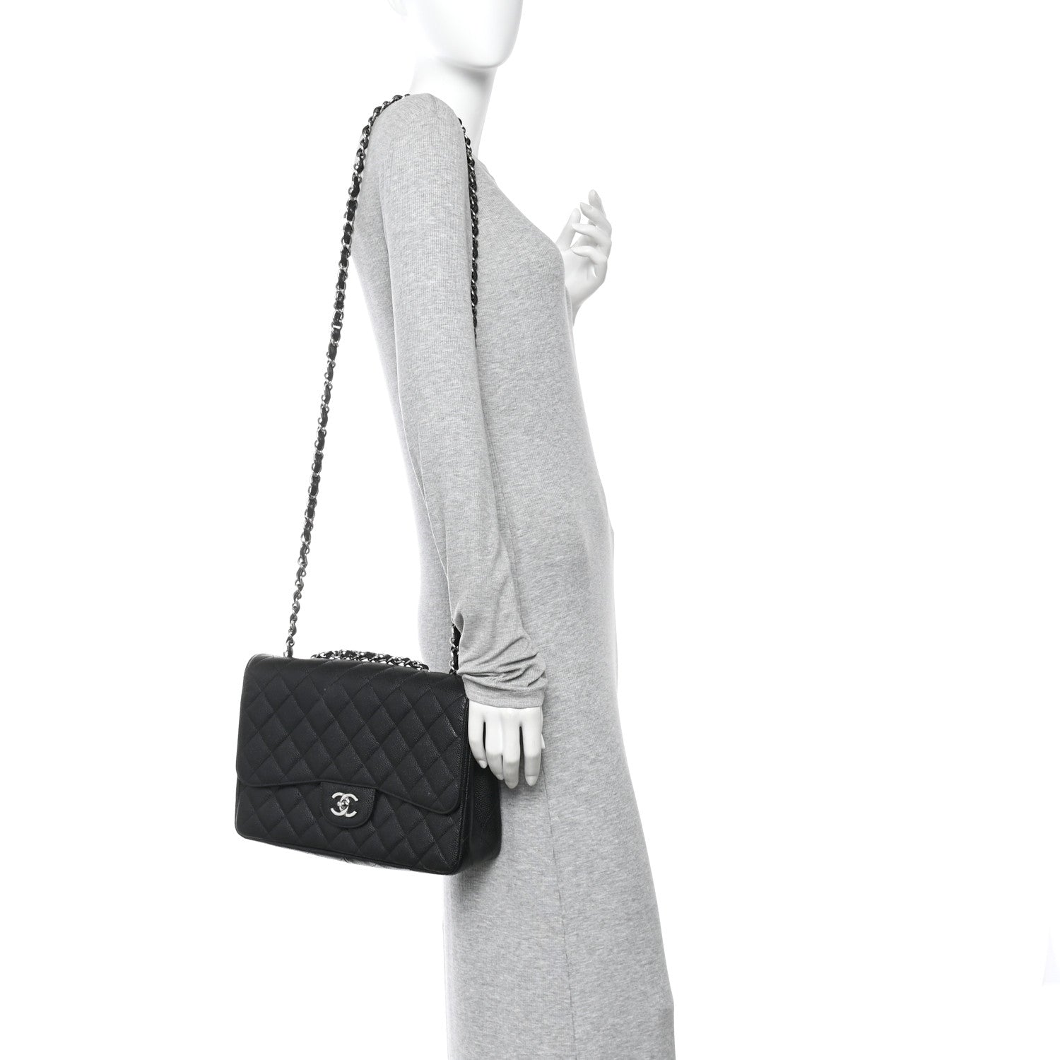 Chanel Caviar Quilted Jumbo Single Flap Black 2 of 14