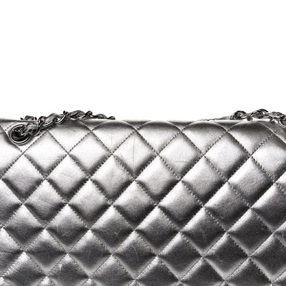 Chanel Metallic Lambskin Quilted Maxi Single Flap Silver 7 of 12