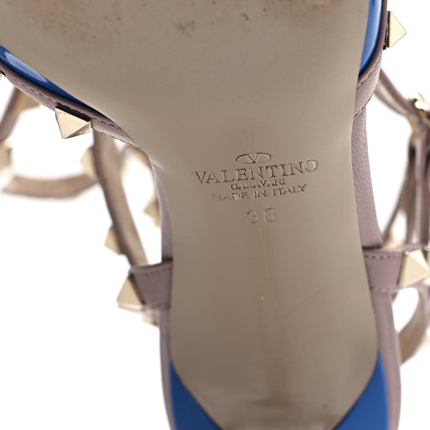 Valentino Garavani Patent Rockstud Ankle Strap 65mm Pumps 38 Indaco Poudre 6 of 7