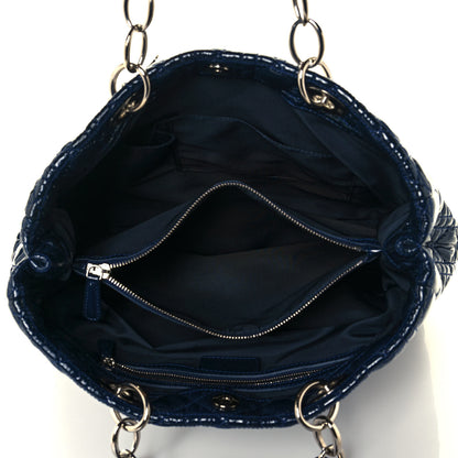 Christian Dior Patent Cannage Large Dior Soft Shopping Tote Navy Blue 5 of 13