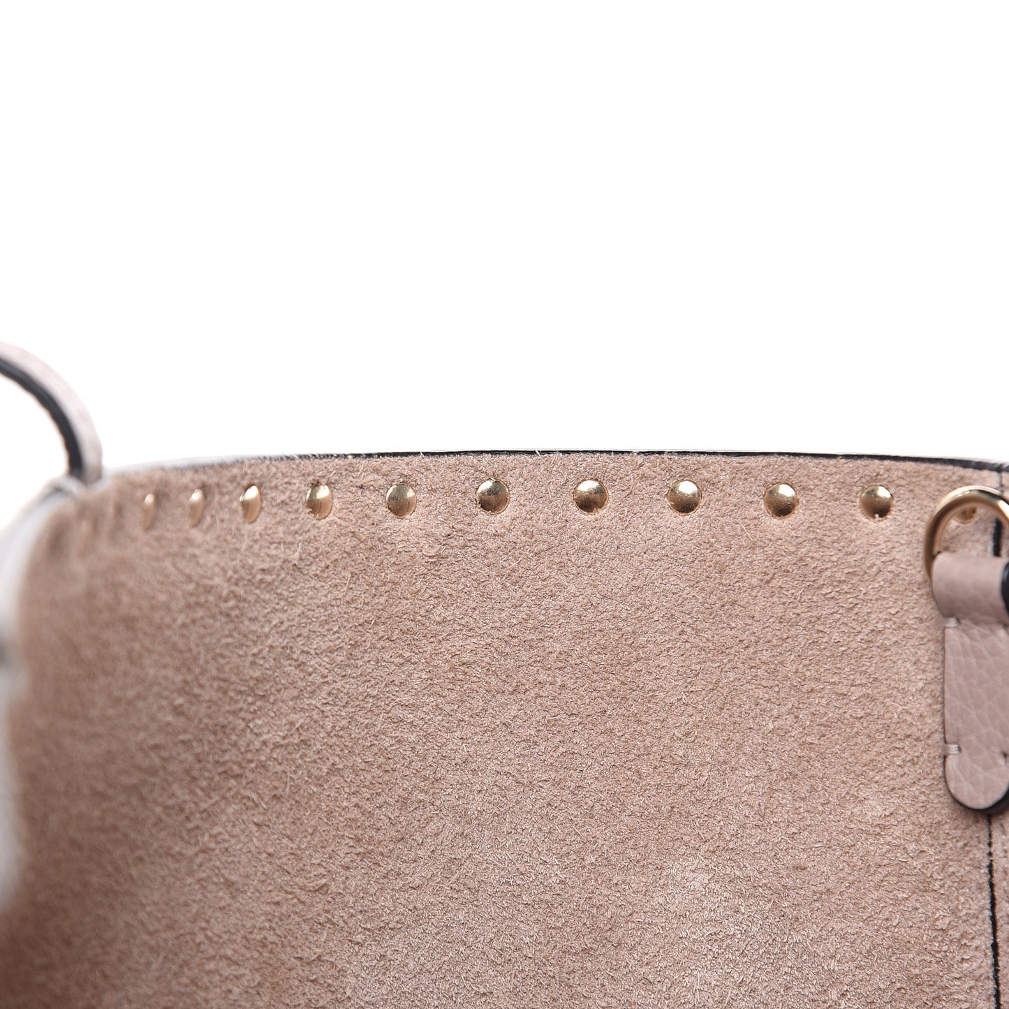 Grained Calfskin Rockstud Shoulder Tote Poudre