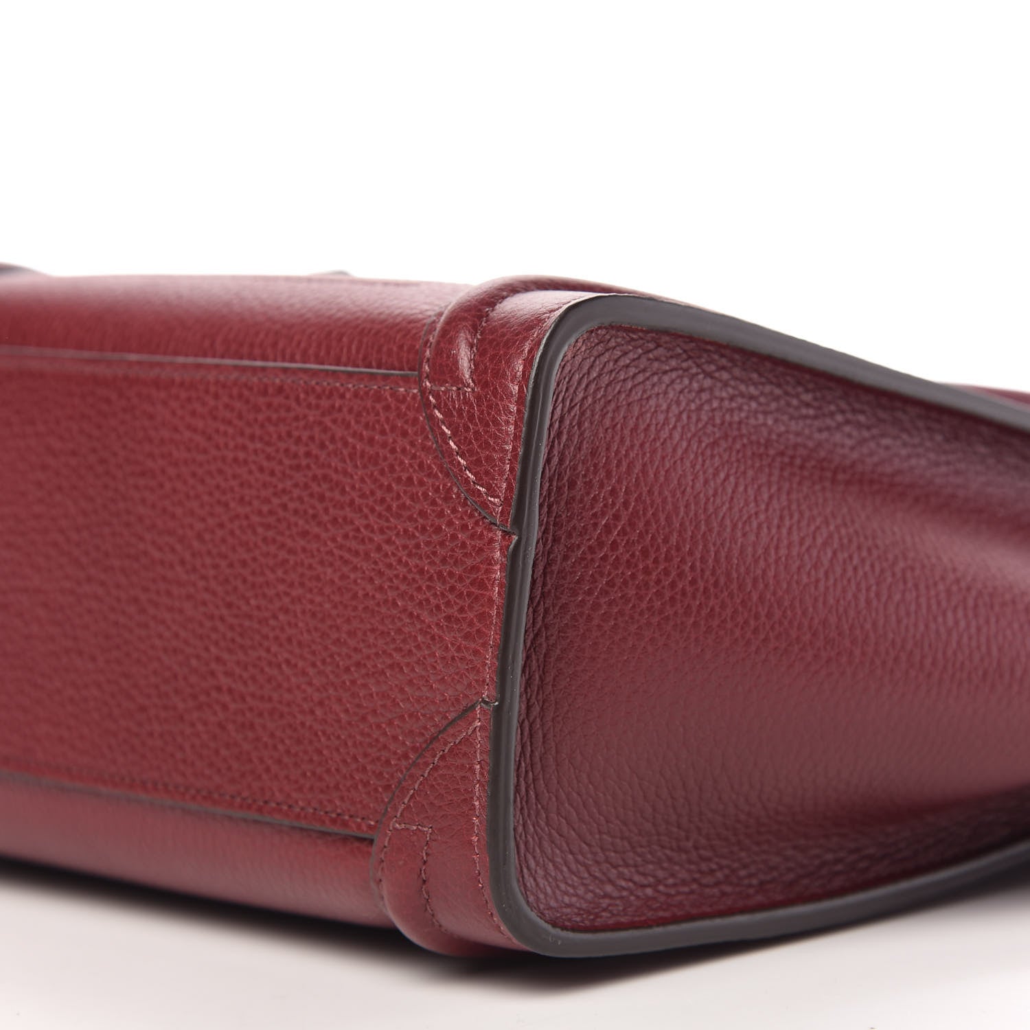 Celine Drummed Calfskin Nano Luggage Burgundy 7 of 10