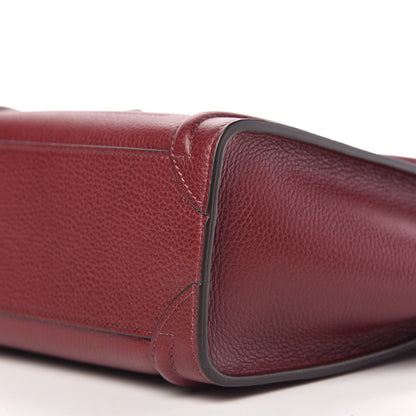 Celine Drummed Calfskin Nano Luggage Burgundy 7 of 10