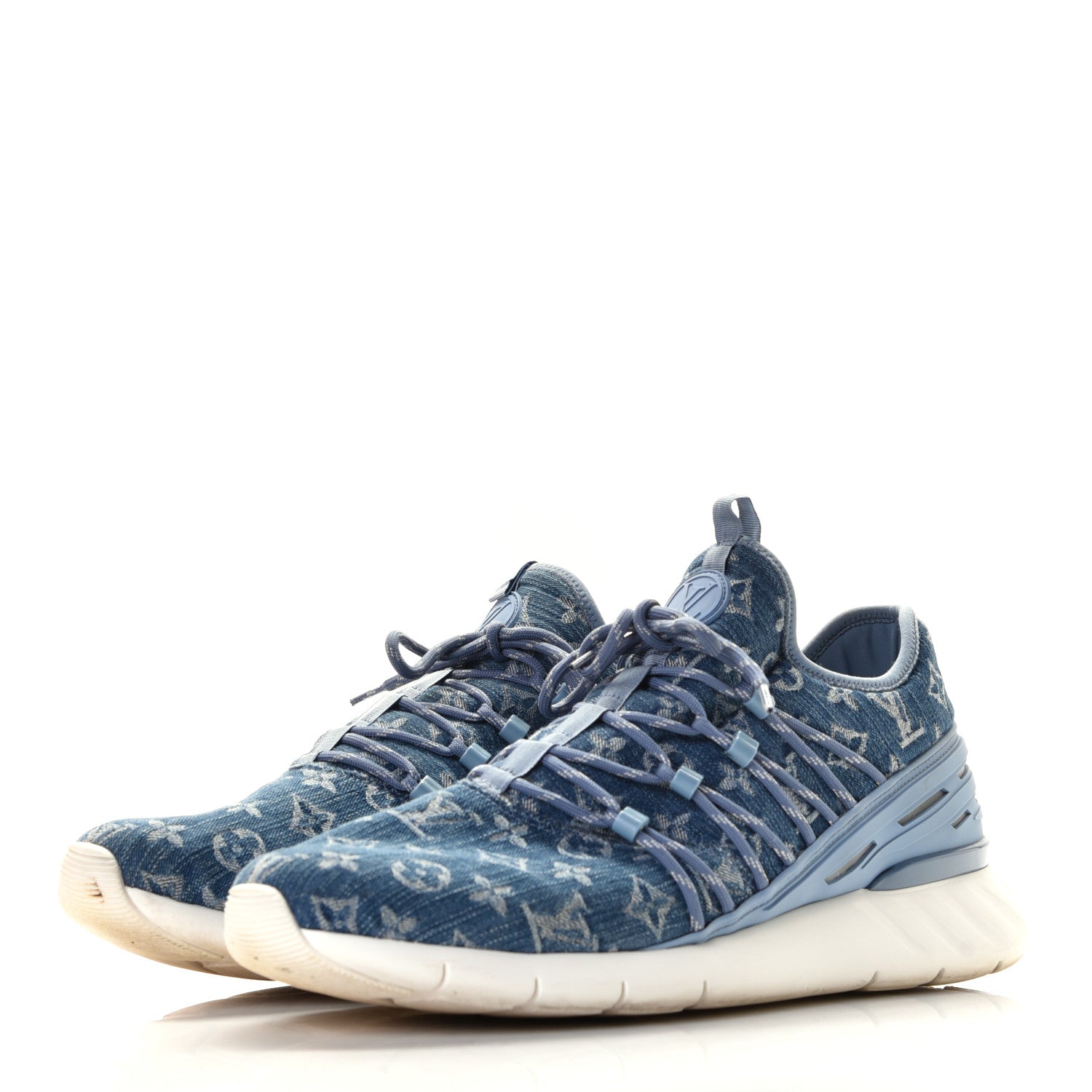 Louis Vuitton Denim Rubber Monogram Fastlane Low Sneakers 11 Navy 3 of 12
